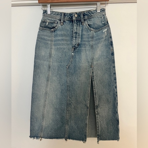 Free People- Mambo Light Wash Denim Skirt - 24 - Picture 4 of 7